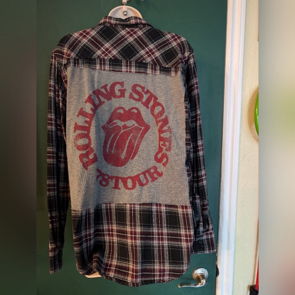 Upcycle rolling Stones size medium flannel